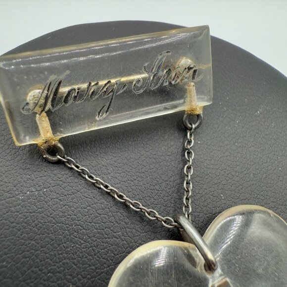 Antique Heart Pin with Name 'Mary Ann' Vintage Nurse Cross Pendant - Picture 11 of 13